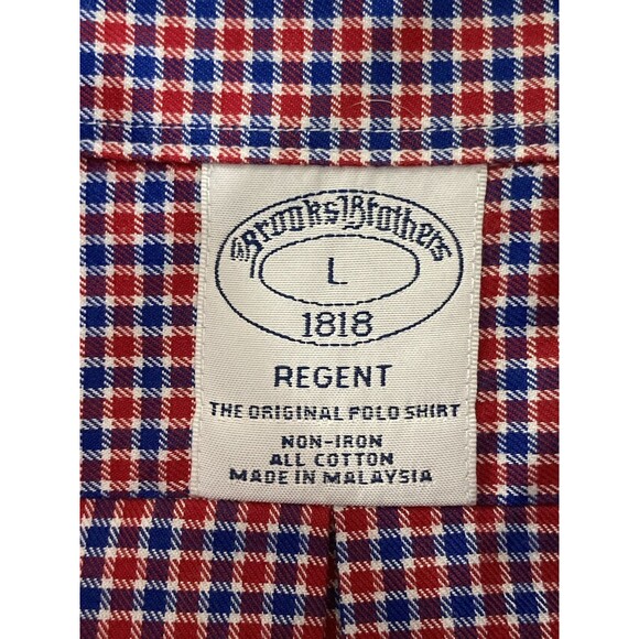 Brooks Brothers 1818 Regent Shirt Men’s L Blue Red Check Non Iron Preppy - Picture 6 of 8